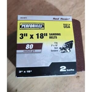 PERFORMAX 3"x18" 80 GRIT SANDING BELT  Two 2 Pk Four Total